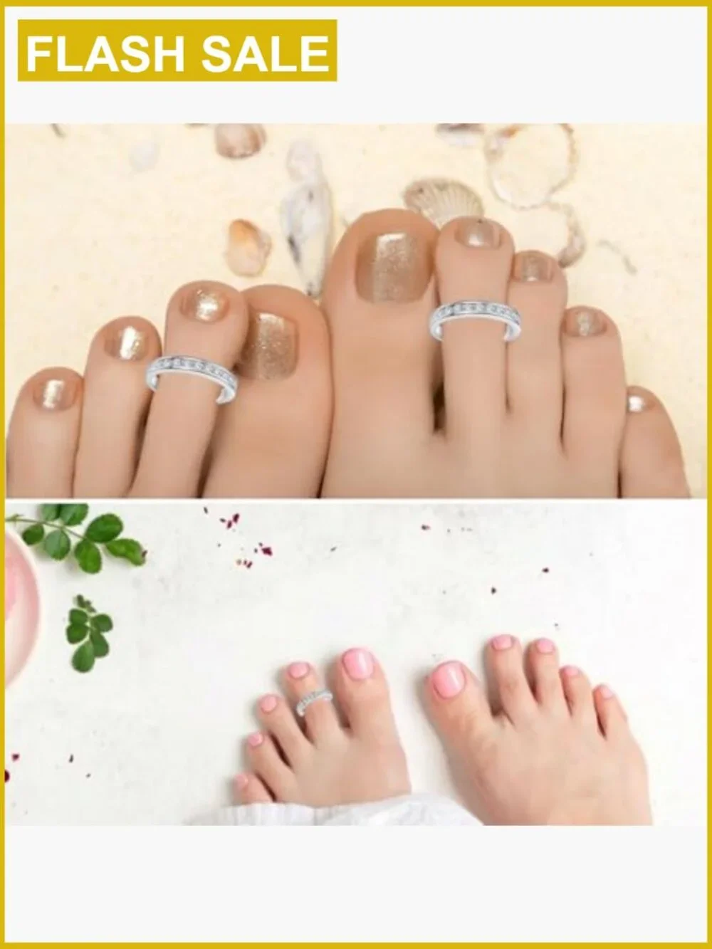 Adjustable Toe Rings Set, Silver Open Band Foot Jewelry, Cubic Zirconia